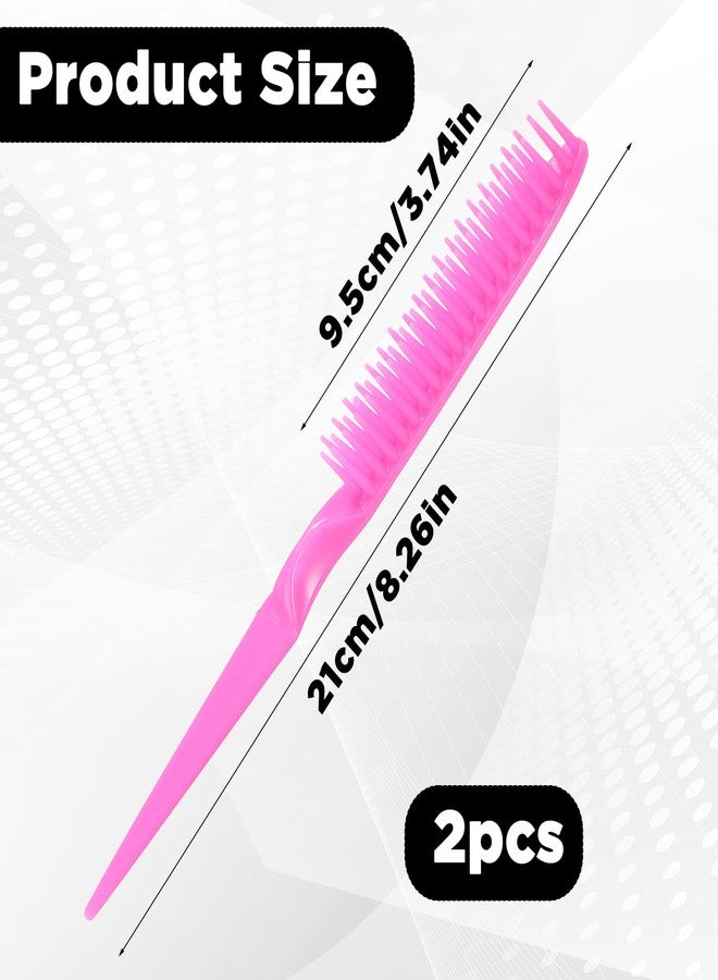 Qulkws 3 Row Hair Comb Set Rat Tail Styling Comb Curly Hair Styling Brush Rose Pink Unbraider Combs for Women Men Detangling Styling(2PCS) - Image 2